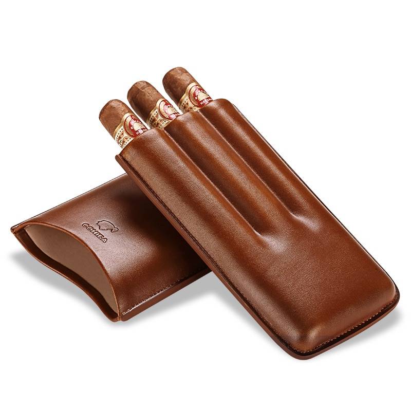 Brown Leather Travel Cigar Case Joy To Use