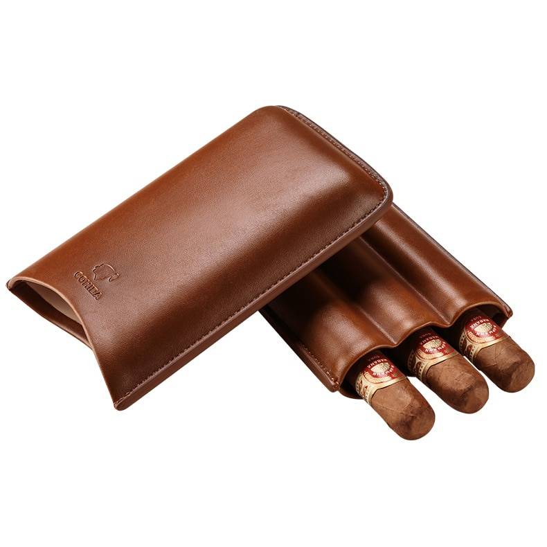 Brown Leather Travel Cigar Case Joy To Use