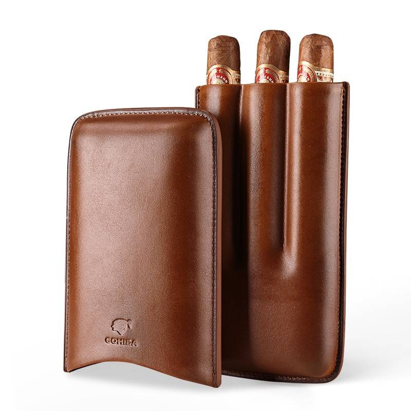 Brown Leather Travel Cigar Case Joy To Use