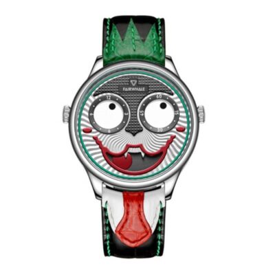 Creative Design Men‘s Watches Big Dial Joker Quartz Wrist Watch Waterproof Sports Clock Funny watches for men TOP SELLING WATCH Hybrid Color: Green Leather silver