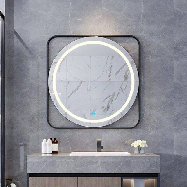 Modern Round LED Illuminated Bathroom Mirror - Fogless Touch Control, 8 ...